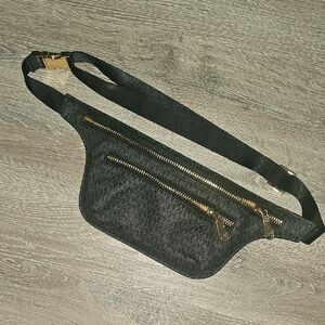 Michael Kors Black Belt Bag with Gold Zippers
